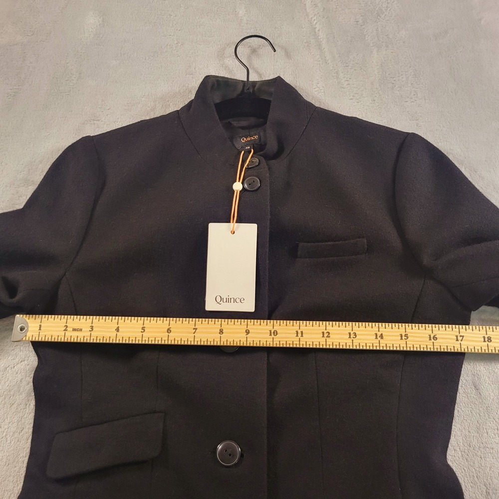 Quince Womens XS NWT Italian Wool Stand Collar Blazer Black Preppy Career Solid - Picture 7 of 15